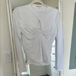 Abercrombie & Fitch White Ruched Cut Out Blouse